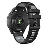 22mm Quick Release Watch Band for Garmin Forerunner 265/Forerunner 255/Vivoactive 4/Venu 3/Venu 2 - Soft Silicone Replacement Band Watch Strap (Black/Grey)
