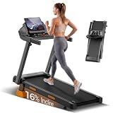 CURSOR FITNESS 16% Incline Treadmills for Home with 3 LED Displays (Gray)