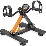 GOREDI Pedal Exerciser with Adjustable Heights, Collapsable Under Desk Bike with Suction Cups for Arm & Leg Workout for Seniors with Display, Tool-Free Assembly