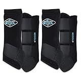Professional's Choice 2XCOOL Sports Medicine Horse Boots | Protective & Breathable Design for Ultimate Comfort & Durability in Active Horses | Value 4 Pack | Medium Black