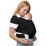 Boba Baby Wrap Carrier - Stretch Cotton Newborn Sling, Black