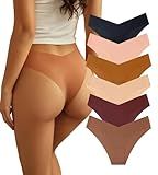 Beafulrab Women Seamless Underwear Soft No Show Stretch Bikini Invisibles Hipster V Cut Panties 6 pack (P1,M)