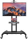PERLESMITH Rolling TV Stand with Wheels for 32-85 Inch LCD LED 4K Flat Screen TVs, Tilt Mobile TV Cart with Shelf Holds Up to 100 lbs, Height Adjustable Floor TV Stand Max VESA 600x400mm- PSTVMC05