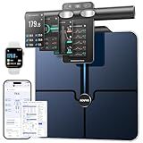 RENPHO Smart Scale for Body Weight, 8-Electrode Body Composition Scale with BMI, Body Fat, Muscle Mass, Rechargeable Body Fat Scale with Full-Color TFT LCD on Handle, MorphoScan Nova, Dark Blue