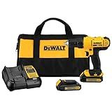 DEWALT 20V Max Cordless Drill Driver Set, 2 Speed, High Performance Motor, Includes 2 XR 1.3Ah Li-Ion Batteries, Charger and Contractor Bag (DCD771C2)