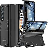 Kaiiecal for Samsung Galaxy Z-Fold-4 Privacy Case:[Hidden Kickstand][Wireless Charging] Slim Hinge Protection Lightweight Stand Phone Cover Case with Privacy Screen Protector Black