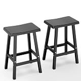 MAIUSCOLI Outdoor Bar Stools Set of 2, Modern Durable Resin Bar Chairs with Footrest, All-Weather Barstools for Patio, Balcony, or Kitchen Counter（24''）