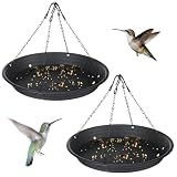 Briwooody 2 Sets 12.8'' Bird Seed Catcher Tray Platform Bird Feeder Large Hanging Tray Fits Most Feeders Catches Most Falling Seed and Husk Outdoor Yard Garden Backyard for Attracting Birds, Black