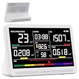 bonoch 16 in 1 Air Quality Monitor Indoor 7" Display 9 AQI+7 AQI Alerts Air Quality Tester for CO2, TVOC, PM2.5 PM1.0 PM10, HCHO, Temperature Humidity AQI & Time, Air Quality Meter for Home-White