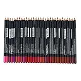 30 pcs Lip Liner Pencil Set, High Pigmented Lip Makeup, Long-wearing, Deep and Rich in Color, Enhance Lip Volume, 6.25 inches Long Wooden Pencil