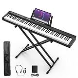Digital Piano 88 Key Full Size Semi Weighted Electronic Keyboard Piano Set with Stand,Built-In Speakers,Electric Piano Keyboard with Sustain Pedal,Bluetooth,MIDI/USB/MP3 for Beginners Adults/81x
