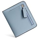 Toughergun Women’s Small Slim Vegan Leather Wallet with RFID Protection, Compact Bifold Mini Purse with Clear ID Window