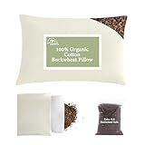 APOBUY 20"X26" Large Organic Buckwheat Pillow with Dual-Layer Pillowcase and Extra Buckwheat Hulls, Adjust Height and Firmness, Neck Support Pillow for Back and Side Sleepers