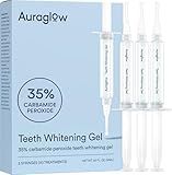Auraglow 35% Teeth Whitening Gel for Trays, Retainers & Aligners – Dentist Strength Carbamide Peroxide Whitener, 30 Treatments, 3 Syringes (5mL)