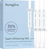 Auraglow 35% Teeth Whitening Gel for Trays, Retainers & Aligners – Dentist Strength Carbamide Peroxide Whitener, 30 Treatments, 3 Syringes (5mL)