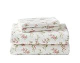 Laura Ashley - Queen Flannel Sheet Set, Ultra-Soft Brushed Cotton Bedding with Matching Pillowcases, Fully Elastic Fitted Sheet, Deep Pocket, Floral Room Decor, Cozy All-Season Comfort (Audrey Pink)