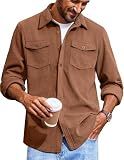 COOFANDY Casual Jackets for Men Lightweight Overshirts Long Sleeve Corduroy Shirt Button up with Flap Pockets
