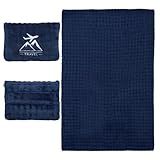 ZJRUIXI Travel Blanket and Pillow-2-in-1, Ultra-Soft&Compact,Airplane Blanket with Hand Luggage Belt and Backpack Clip,Travelers Accessories Gifts, 61x43 Inches（Navy）