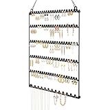 milylove 6 Tier Earring Holder Wall Mounted Hanging Earring Organizer, Earring Display Storage with 123 Holes and 129 Grooves Jewelry Organizer Tree for Stud/Hoop/Dangle Earrings Necklace（Black）