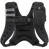 ZELUS Weighted Vest, 6lb/8lb/12lb/16lb/20lb/25lb/30lb Weight Vest with Reflective Stripe for Workout, Strength Training, Running, Fitness, Muscle Building, Weight Loss, Weightlifting, Black(8 lb)