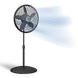 Lasko Pedestal Fan, Oscillating Fan for Bedroom with Adjustable Height and 3 Cooling Speeds, Portable, 18", Black, 1827