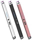 3 Pack Electric Candle Lighter USB Rechargeable Lighters Windproof Plasma Arc Lighters Flameless Type C Long Lighter with Safety Switch for Candle BBQ Camping Birthday Fireworks