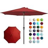 JEAREY 9FT Outdoor Patio Umbrella Outdoor Table Umbrella with Push Button Tilt and Crank, Market Umbrella 8 Sturdy Ribs UV Protection Waterproof for Garden, Deck, Backyard, Pool (Red)