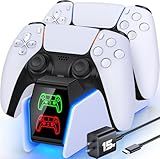 PS5 Controller Charger Station for PlayStation 5 Controllers with LED Light Dual Stand Charger Dock, PS5 Controller Charging Station Accessories for PlayStation 5 Storage Kit with AC Adapter