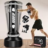 Heavy Punching Bag with Stand Adults Teens, 70" Freestanding Punching Bag with Boxing Gloves and Electric Air Pump, Women Men Standing Inflatable Boxing Bag for Training MMA Thai Fitness