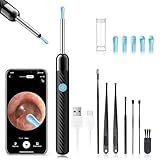 LEIPUT Ear Wax Removal - Earwax Remover Tool with 8 Pcs Ear Set - Ear Canal Cleaner with 1080P Camera - FSA HSA Eligible - Ear Cleaning Kit with 6 Ear Spoon - Ear Camera for iOS & Android (Black)