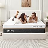 Extra Firm Queen Mattress 12-Inch: 2 Bonus Pillows, Extra & Medium Firm Dual Side Flippable, Dual Firmness Memory Foam for Back Pain, Removable Ice Silk Comfy Cover, CertiPUR-US Certified, 80x60