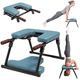 XUXQ XUXQYoga Headstand Bench, Stand Yoga Chair for Balance Training, Core Strength Building, Upside Down Chair for Relaxation, Handstand Trainer Inversion Chair for Home Gym (Blue)