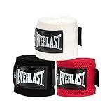 Everlast Core Handwraps 120in – Boxing Hand Wraps for Gloves, Wrist & Knuckle Support | 3 Pack | Black, Red & White