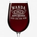 Personalized Etched 16oz Stemmed Wine Glass - Customized Gifts for Women, Unique Name Happy 40th Birthday Gifts for Mom Sister Adult Daughter, Turning Years Old for Her, Bday Party, Bernard