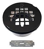 Westbrass A206P-62 2" No-Caulk PVC Compression Shower Drain with 4-1/4" Round Grid Cover, Matte Black
