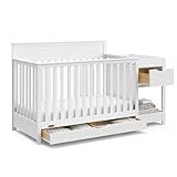 Graco Shiloh 5-in-1 Convertible Crib & Changer with Drawer – GREENGUARD Gold Certified Baby Crib Crafted from Wood, Converts to Toddler Bed, Daybed, and Full-Size Bed (White)