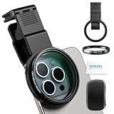 APEXEL CPL 58mm Circular Polarizer Polarizing Filter for iPhone/DSLR for iPhone Camera Lens 16 15 14 13 12 Pro Max Samsung Galaxy Huawei with Adapter Ring, Universal Clip, Cold Shoe