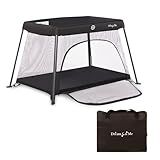 Dream On Me Travel Light Baby Playard with Zipper Access Door, Breathable Mesh Sides with Soft Comfortable Mattress, Easy Fold Design with Travel Carry Bag, Compact Space Saving Design - Black