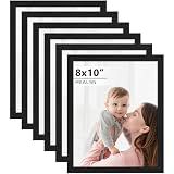PEALSN 8x10 Picture Frame Set of 6, Wall or Tabletop, Black Woodgrain