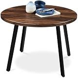Best Choice Products Round Dining Table 35.5”, Mid-Century Modern Kitchen Table for 2-4 People, Small Space Apartment Dinette, Wood Top W/Steel Legs - Dark Brown