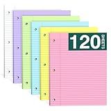 Note Pads 8 X 10.5 Loose Leaf Paper, 120Sheets, 3 Hole Punched Lined Paper, College Ruled 8 X 10.5 Notebooks, 10-1/2" X 8 Binder Writing Pads, Filler Paper For Engineering, Office, School Supplies