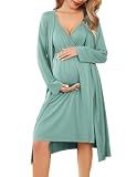 Ekouaer Maternity Nursing Gown and Robe Set Labor Delivery Nightgowns