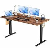 Smug Adjustable Height Standing Desk 63 Inch Electric Sit Stand Up Down Computer Table Ergonomic Rising Modern Lift Motorized Gaming Desktop Workstation for Work Home Office - Rustic Brown