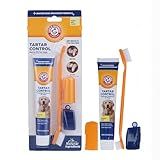 Arm & Hammer for Pets Tartar Control Kit for Dogs Contains Toothpaste, Toothbrush & Fingerbrush Reduces Plaque & Tartar Buildup, 3-Piece Kit, Banana Mint Flavor (Pack of 1)