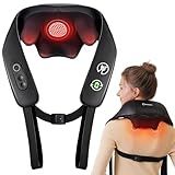 Neck and Shoulder Massager with Heat, Cordless Back and Neck Massager, Upgraded Graphene Heating, 4D Shiatsu Deep Kneading Massage for Shoulder, Back,Leg,Pain Relief, Portable Gifts for Dad Mom Friend