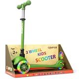 Green Mini 3 Wheel Scooter for Kids – Lean-to-Steer with LED Light-Up Wheels, Adjustable Handlebar, Wide Anti-Slip Deck, Smooth PU Wheels, Rear Foot Brake – Toddler Scooter for Ages 2+