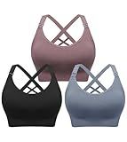 Angelhood 3 Pack Nursing Bras for Breastfeeding, Seamless Nursing Sports Bra Low-Impact Support Yoga Maternity Bras for Pregnancy, Large