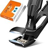 Toenail Clippers for Seniors Thick Toenails, Upgrade Angled Head Large Toe Nail Clippers for Men with Wide Jaw Opening, Sharp Heavy Duty Fingernail Clipper Cutter with Catcher Long Handle -Black