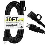 Vockjour 16/3 Black Indoor Outdoor Extension Cord 10 Ft Waterproof