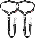 SlowTon Dog Seat Belt for Car, 2 Pack Dog Car Harness Seatbelt Adjustable with Elastic Bungee Buffer, 2 in 1 Pet Car Leash Headrest Restraint Dog Reflective Safety Tether (Black, Headrest+Clip)